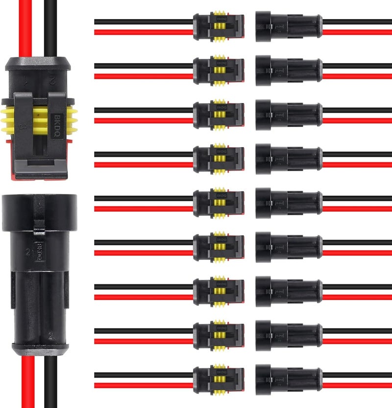 AiTrip 10 Pack 2 Pin Wire Connector 16 AWG Waterproof Automotive Electrical Connectors Deutsch Connector Male and Female Wire Connectors for Car Truck Boat - Image 1